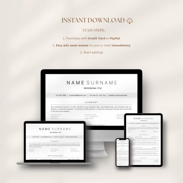 Professional Resume Template with photo Cv Template Resume Google Docs & Word Modern Resume Templates 2025 Minimalist CV - Image 5