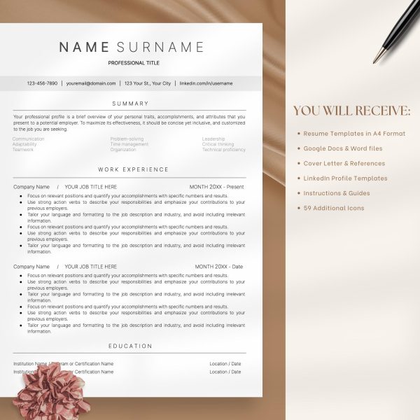 Professional Resume Template with photo Cv Template Resume Google Docs & Word Modern Resume Templates 2025 Minimalist CV - Image 6