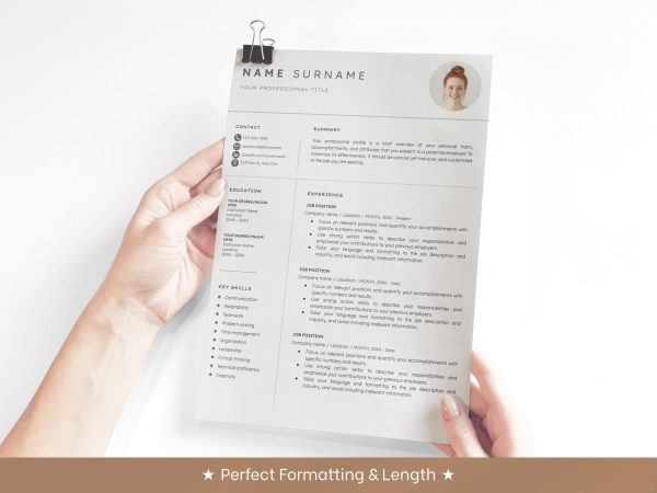 Simple Modern Minimalist Resume Template Word Google Docs Resume Template with Free Cover Letter Executive Resume Yoga Teacher Clean - Image 4