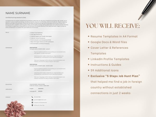 CNA Resume Nursing Resume Template Registered Nurse Resume Template RN CNA Word Physician Assistant Resume for Nurse New Grad - Image 2