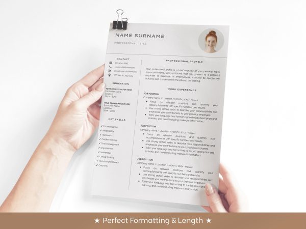 Professional Resume Template with photo Cv Template Resume Google Docs & Word Modern Resume Templates 2025 Minimalist CV - Image 4