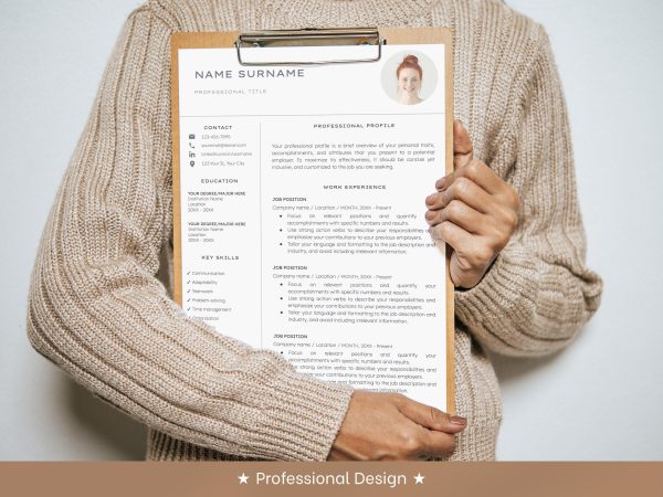 Professional Resume Template with photo Cv Template Resume Google Docs & Word Modern Resume Templates 2025 Minimalist CV - Image 6