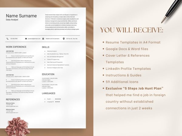 Data Analyst Resume ATS Friendly Resume Template for Google Docs Word Resume ATS Compatible Resume Template Professional - Image 2