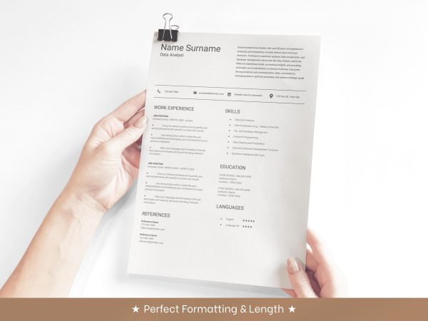 Data Analyst Resume ATS Friendly Resume Template for Google Docs Word Resume ATS Compatible Resume Template Professional - Image 4