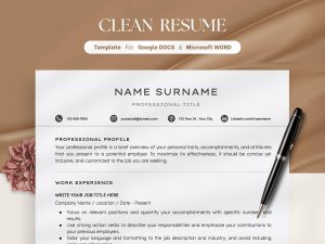 Clean Resume Template Google Docs and Word Minimalist Executive Resume Minimal Resume Template 2025 Simple Modern Template