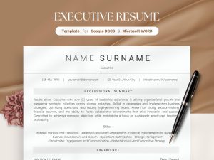 Modern Executive Director Resume Template for Google Docs & Word Professional Resume Template for Executive Positions