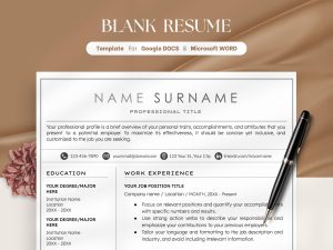 Nursing Resume Template & Cover Letter for Google Docs Word Medical Resume Resume for Doctors RN Resume Nurse CV