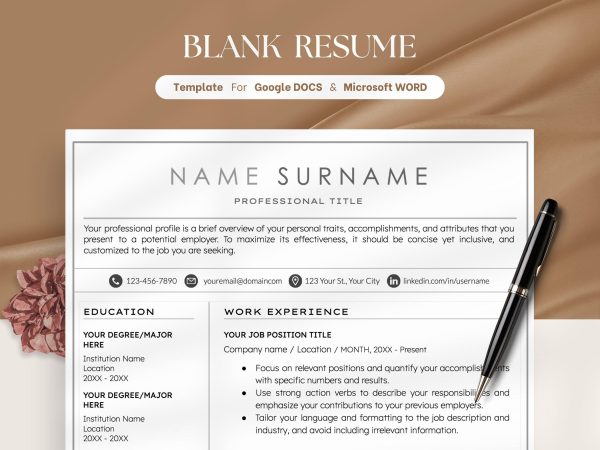 Nursing Resume Template & Cover Letter for Google Docs Word Medical Resume Resume for Doctors RN Resume Nurse CV
