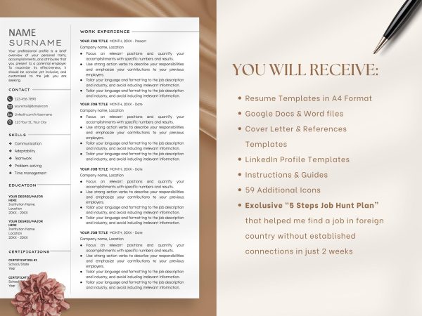 Google Docs Resume CV Template Modern CV Photo CV Template Professional Resume Template Word Online Resume Template - Image 2