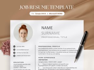 ATS Resume Template with Cover Letter Minimalist Resume for Word Google Docs Resume Template Clean Simple Modern Resume Minimalist