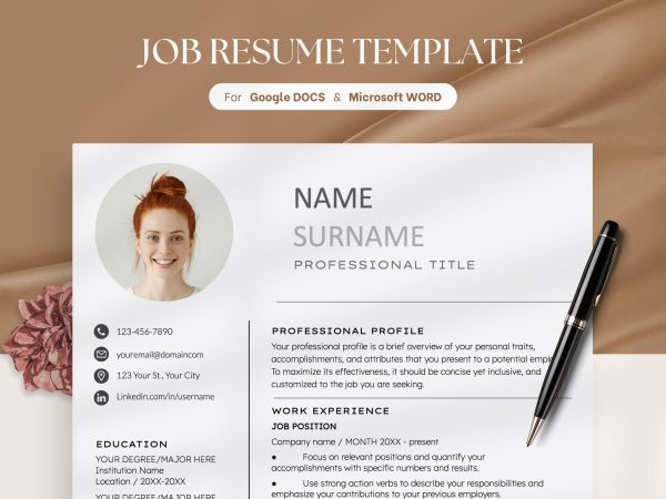 ATS Resume Template with Cover Letter Minimalist Resume for Word Google Docs Resume Template Clean Simple Modern Resume Minimalist