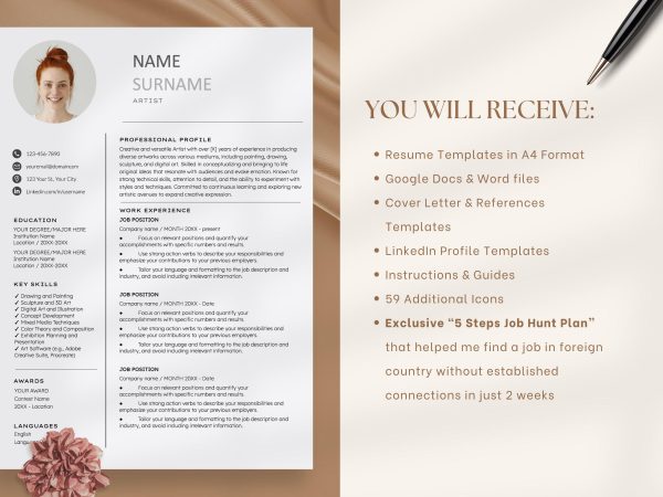 ATS Friendly Resume Template for Google Docs Word and Google Docs Resume ATS Compatible Resume Professional Executive Resume Template - Image 2
