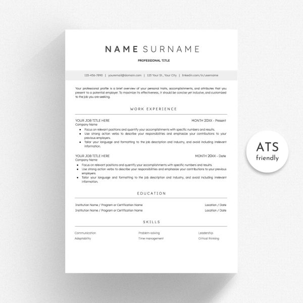 ATS Resume Template for Word Document - Precision-Formatted for Microsoft Word ATS Compatibility - Image 2