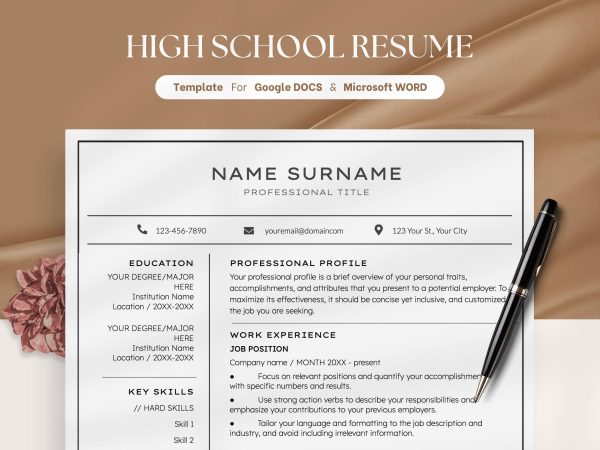 College Resume Template Resume Template Student CV Template College Application Resume Academic Resume High School Resume Student CV
