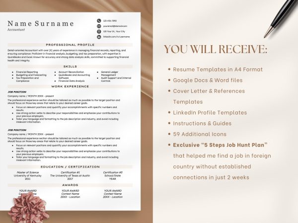 ATS Friendly Template for Google Docs and Word Cover Letter and References Templates ATS Resume Instant Download ATS Resume - Image 2