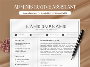 Executive Assistant Resume Template for Word Creative CV Design Administrative Assistant Resume VA Resume