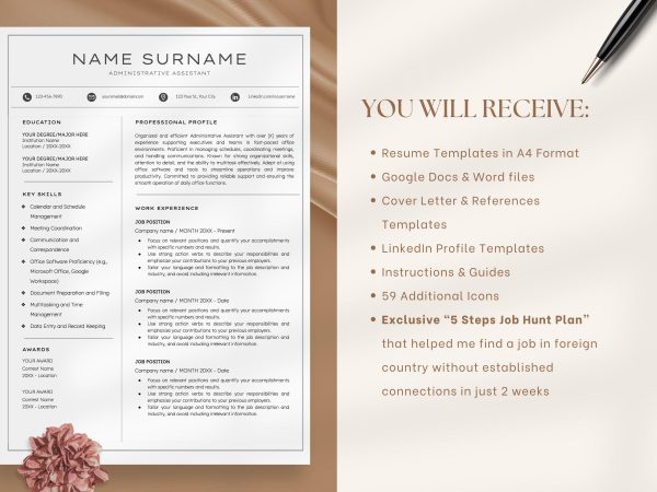 Resume Two Column Template: Sleek and Organized Dual-Layout Format - Image 2