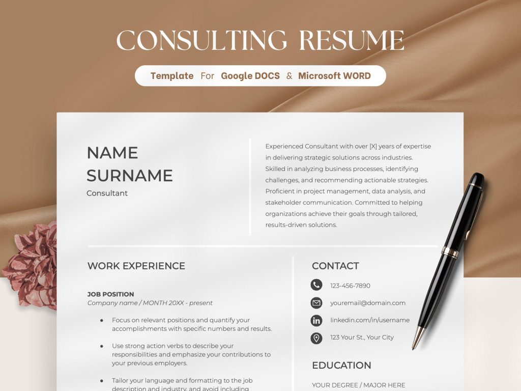 Resume Template Word Google Docs Professional Resume Template CV ...