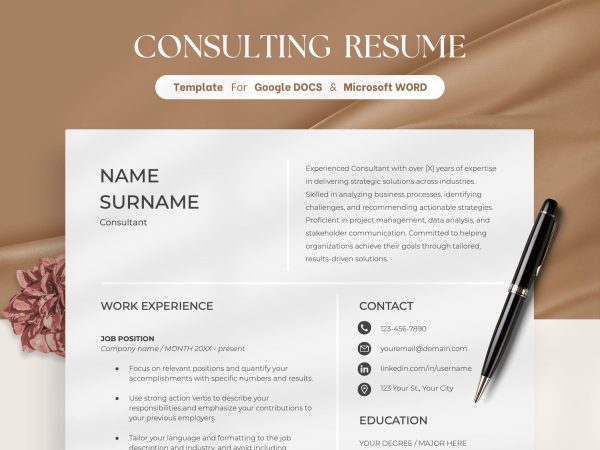 Resume Template Word Google Docs Professional Resume Template CV Template Professional Modern Resume Template Executive Resume