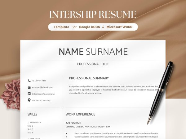Resume for Developer Computer Science Resume for Google Docs & Word ATS Friendly Tech Resume Template Tech IT Modern Minimalist Resume