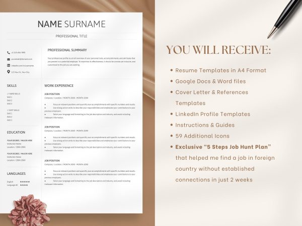 Resume for Developer Computer Science Resume for Google Docs & Word ATS Friendly Tech Resume Template Tech IT Modern Minimalist Resume - Image 2