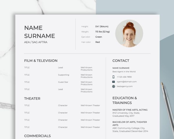 Actor Resume Template Google Docs - Creative Acting Resume Template for Actors Theatre Resume
