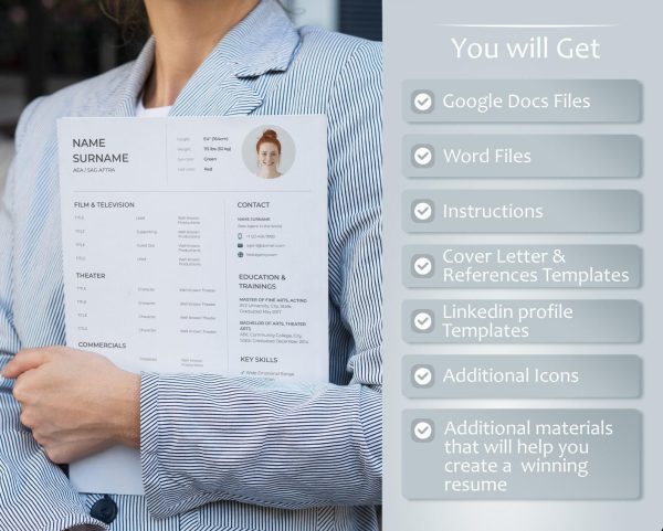 Actor Resume Template Google Docs - Creative Acting Resume Template for Actors Theatre Resume - Image 2