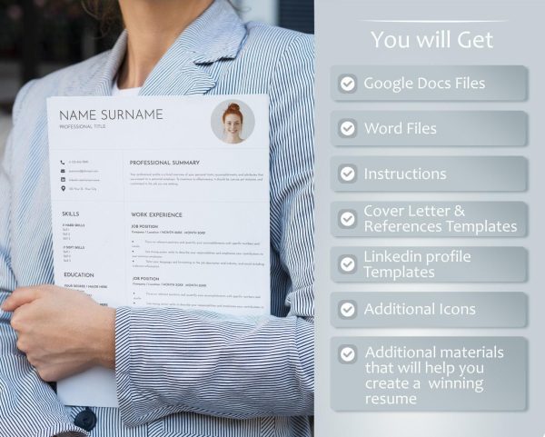 Cv Template Resume Template Cv Design Word Best Cv Resume Layout 2024 Resume with image Cv with Photo Resume - Image 2