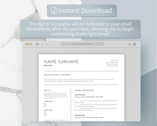 Google Docs Resume ATS Template for Word Resume Clean CV Template  Resume and Cover Letter Template resume template modern - Image 5