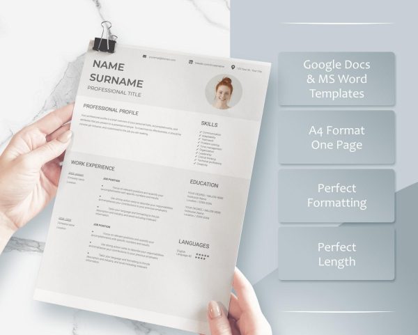 Google Docs Resume CV Template Modern CV Photo CV Template Professional Resume Template Word Portrait Executive Tech Resume - Image 3