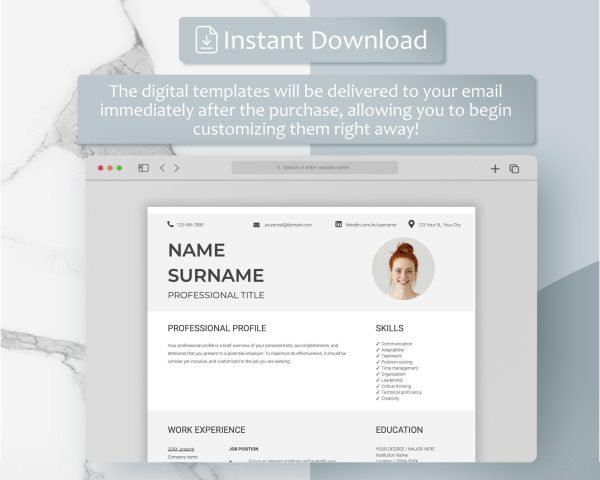 Google Docs Resume CV Template Modern CV Photo CV Template Professional Resume Template Word Portrait Executive Tech Resume - Image 5