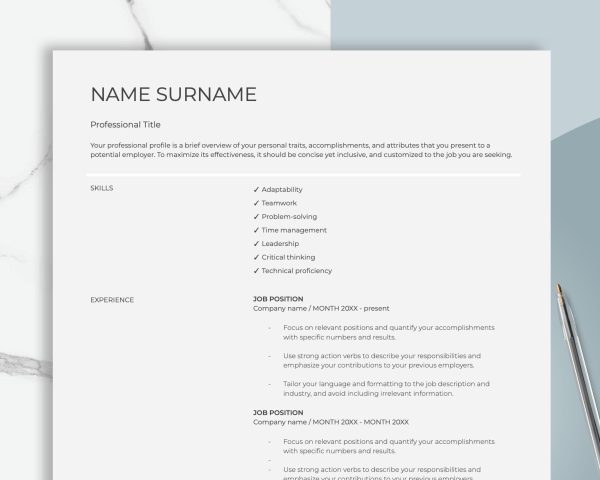 Clean Resume Template for Word Minimalist Resume Professional Resume Federal Government Resume CV Sorority Resume Cover Letter
