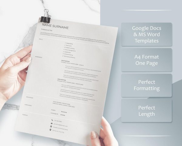 Clean Resume Template for Word Minimalist Resume Professional Resume Federal Government Resume CV Sorority Resume Cover Letter - Image 3