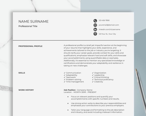 Resume Template Resume Template Word Modern Resume Template Professional Resume CV Template Resume Cover Letter Clean Modern Resume