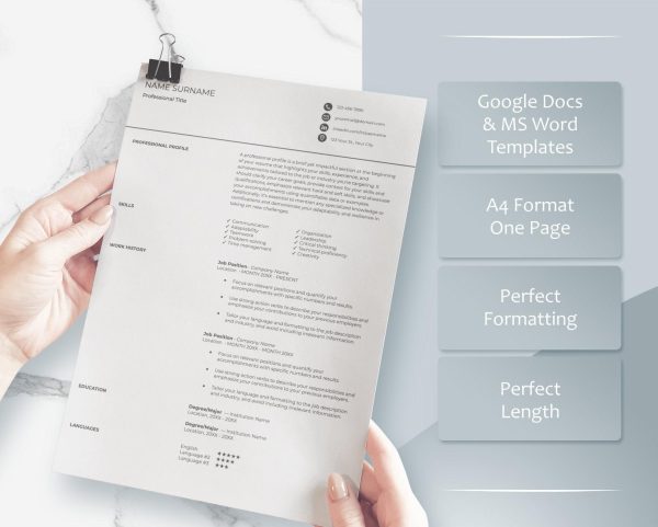 Resume Template Resume Template Word Modern Resume Template Professional Resume CV Template Resume Cover Letter Clean Modern Resume - Image 3