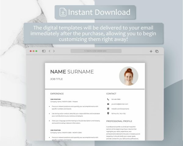 Professional Resume Template for Google Docs Word Clean Resume Template Simple Resume Template Minimal CV Resume Template - Image 5