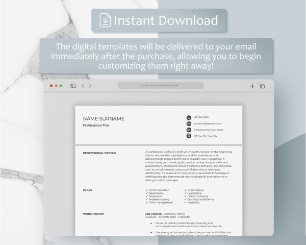 Resume Template Resume Template Word Modern Resume Template Professional Resume CV Template Resume Cover Letter Clean Modern Resume - Image 5