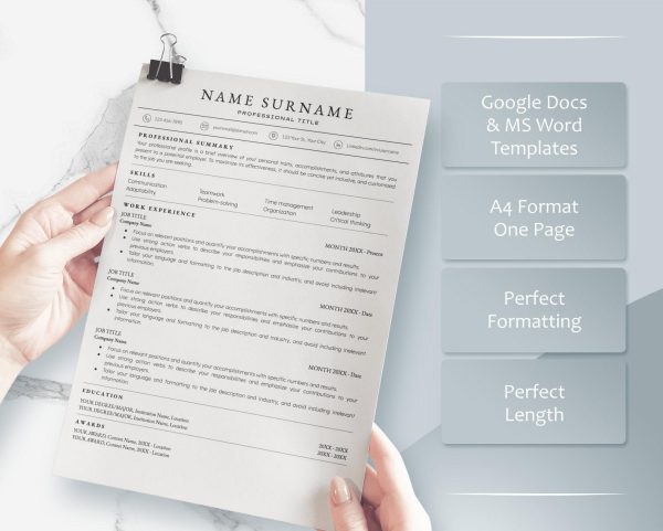 Nursing Resume Template for Google Docs  Word - Customizable Design for Registered Nurse Remote Nurse  New Grad Nurse Practitioner Careers - Image 3