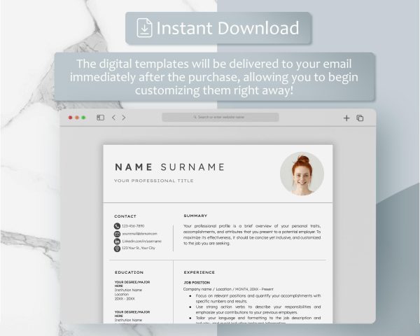 One Page Resume Template for Google Docs  Word - Customizable Professional CV Elegant Cover Letter  Simple Clean Design for Job Seekers - Image 5