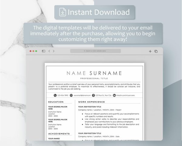 Creative Resume Template for Google Docs and Word - Instant Download Professional CV with Modern Design Includes Free Cover Letter - Image 4