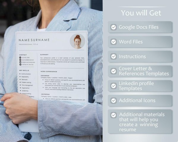 Short Resume Application Template for Google Docs  Word - Effortless Customization Ideal for All Industries FREE Bonus Materials - Image 2