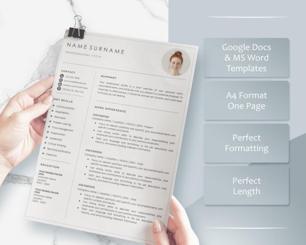 Short Resume Application Template for Google Docs  Word - Effortless Customization Ideal for All Industries FREE Bonus Materials - Image 3