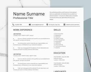 Resume Template Modern Resume Template Word Professional ATS Friendly Resume Template Clean Executive CV Template