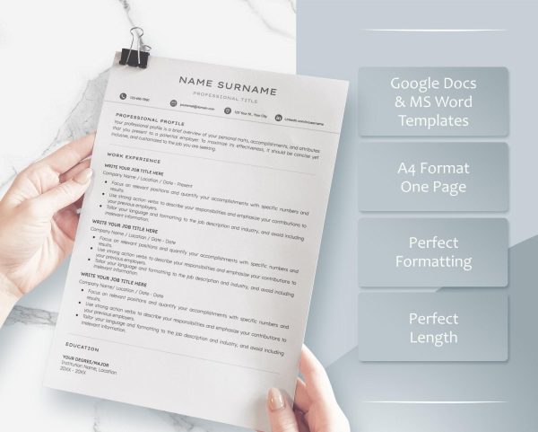 Teacher Resume Template Word Google Docs Teaching Resume Resume Template CV Teacher Professional High School Resume - Image 3