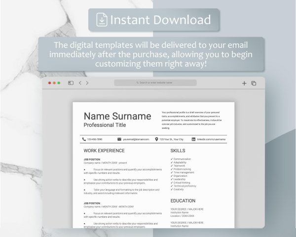 Resume Template Modern Resume Template Word Professional ATS Friendly Resume Template Clean Executive CV Template - Image 5
