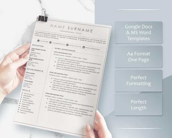 Resume Template Professional Resume Template Word Google Docs Creative Resume Template Clean Modern Executive Resume CV Template - Image 3