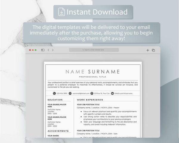 Resume Template Professional Resume Template Word Google Docs Creative Resume Template Clean Modern Executive Resume CV Template - Image 5