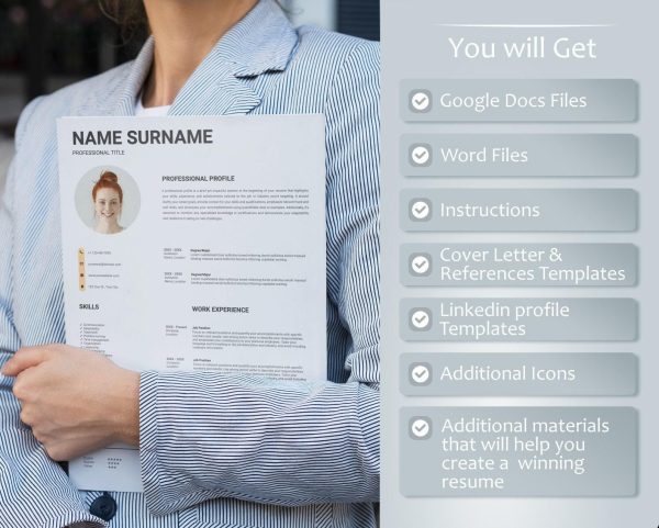 Modern Resume Template for Google Docs Word CV Template Resume Template Resume and Cover Letter Template Word - Image 2