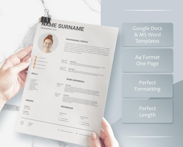 Modern Resume Template for Google Docs Word CV Template Resume Template Resume and Cover Letter Template Word - Image 3