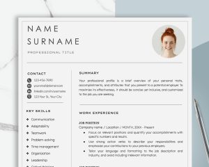 Resume Template Word Google Docs Professional Resume CV Template Modern Resume Minimalist Resume CV Resume